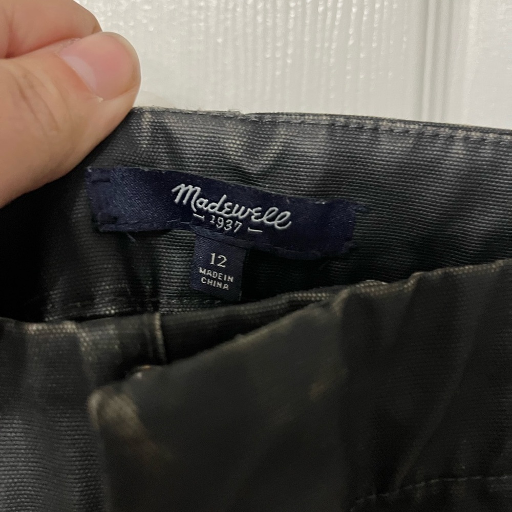 Madewell coated canvas washed black cargo miniskirt grunge size 12 - Picture 5 of 6